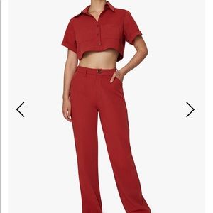 WeWoreWhat Stretch crepe set in redwood